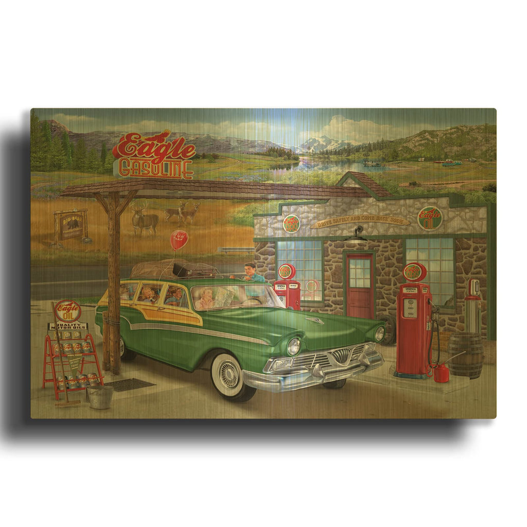 'Family Trip' By Bigelow Illustrations Gold Metal Wall Art