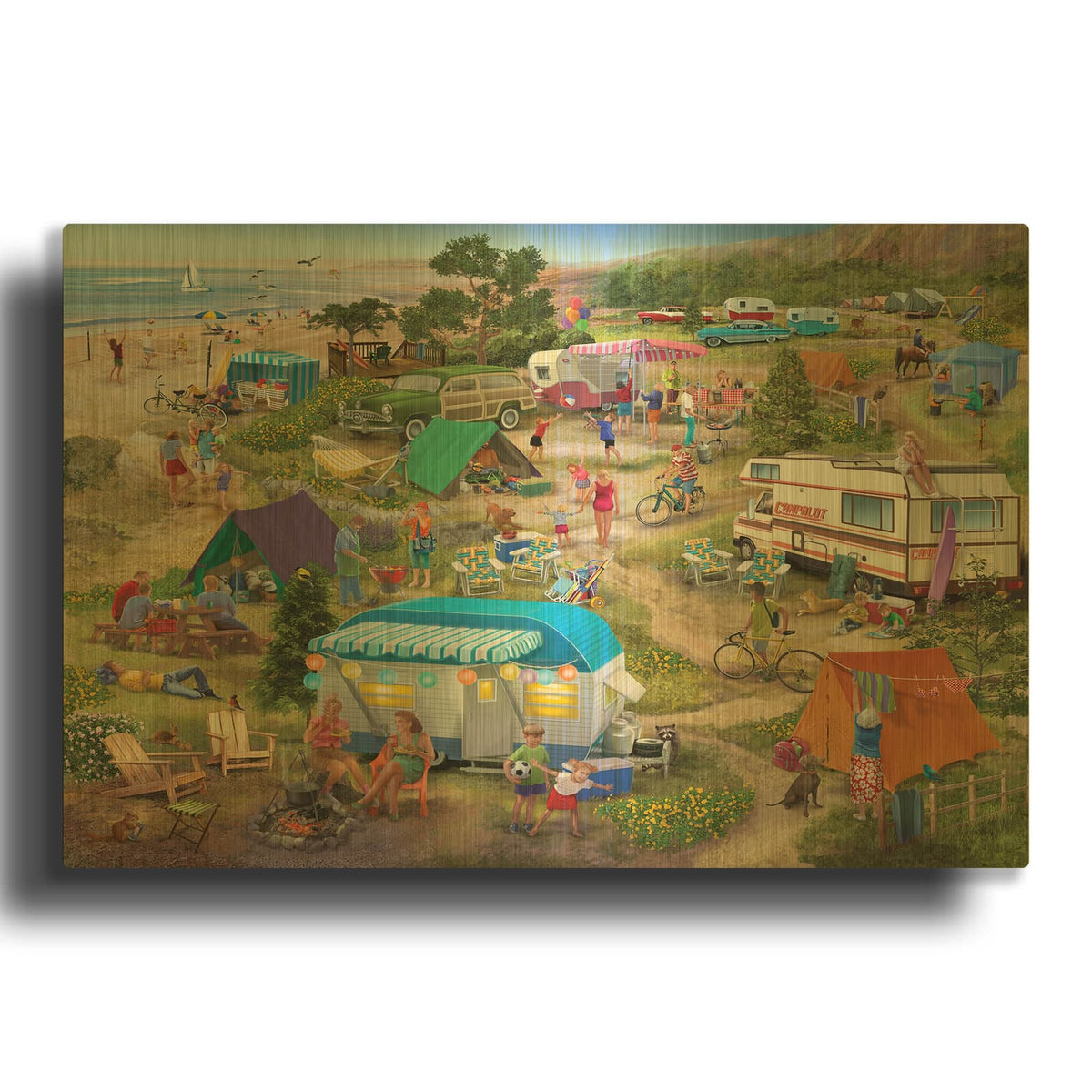 'Seaside Cramped Grounds' By Bigelow Illustrations Gold Metal Wall Art