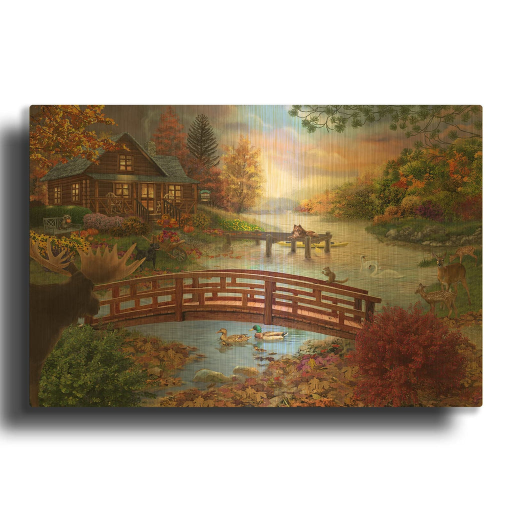 'Autumn Evening' By Bigelow Illustrations Gold Metal Wall Art