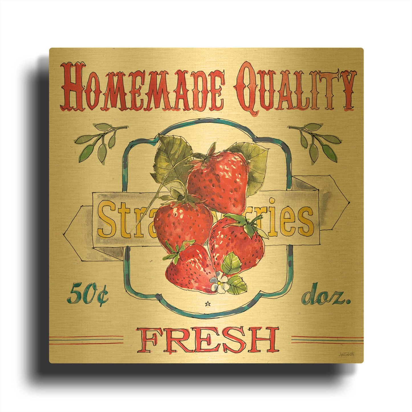'Fruit Stand V' By Anne Tavoletti Gold Metal Wall Art