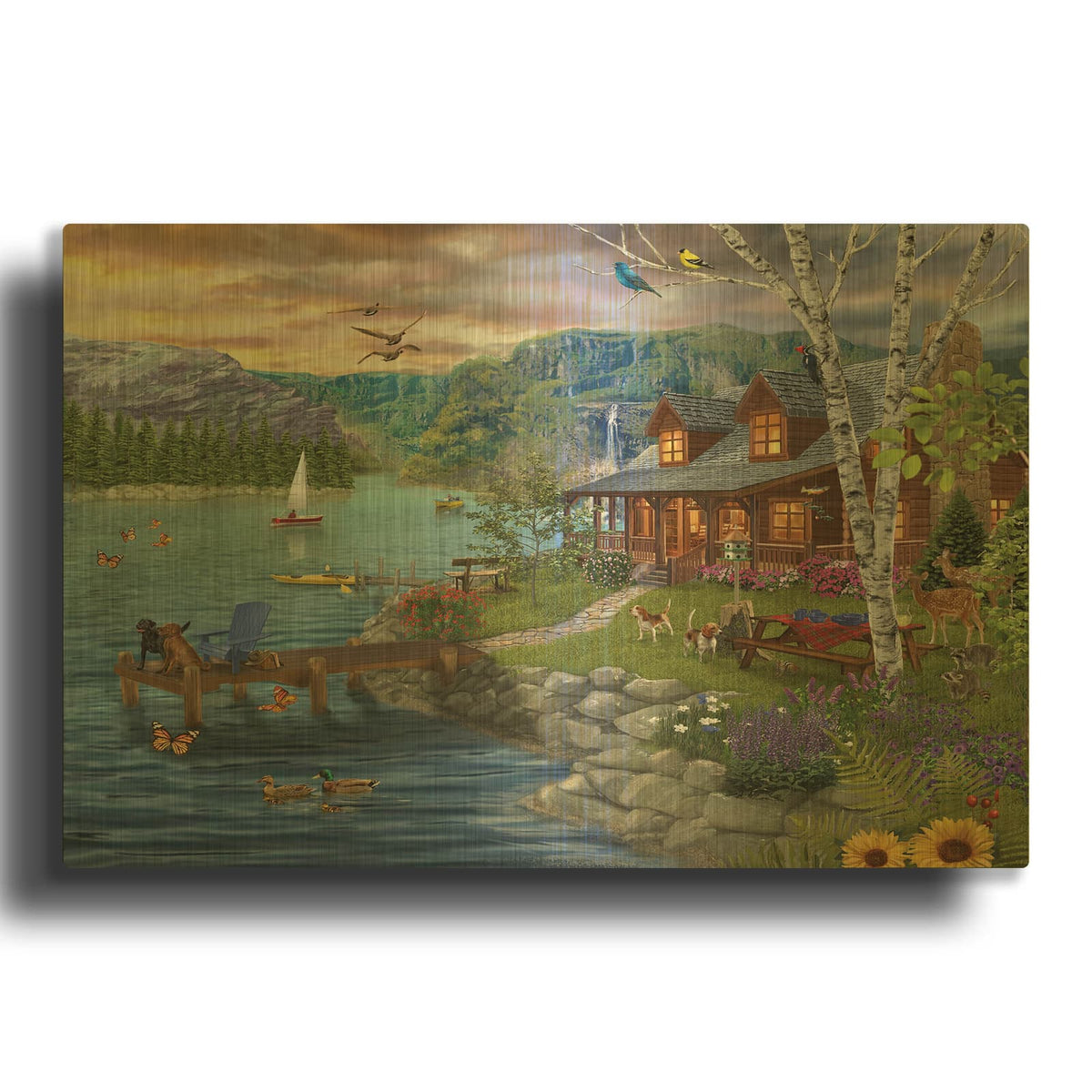 'Peaceful Summer' By Bigelow Illustrations Gold Metal Wall Art