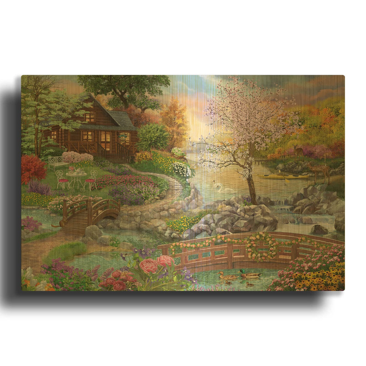 'Spring Stream' By Bigelow Illustrations Gold Metal Wall Art