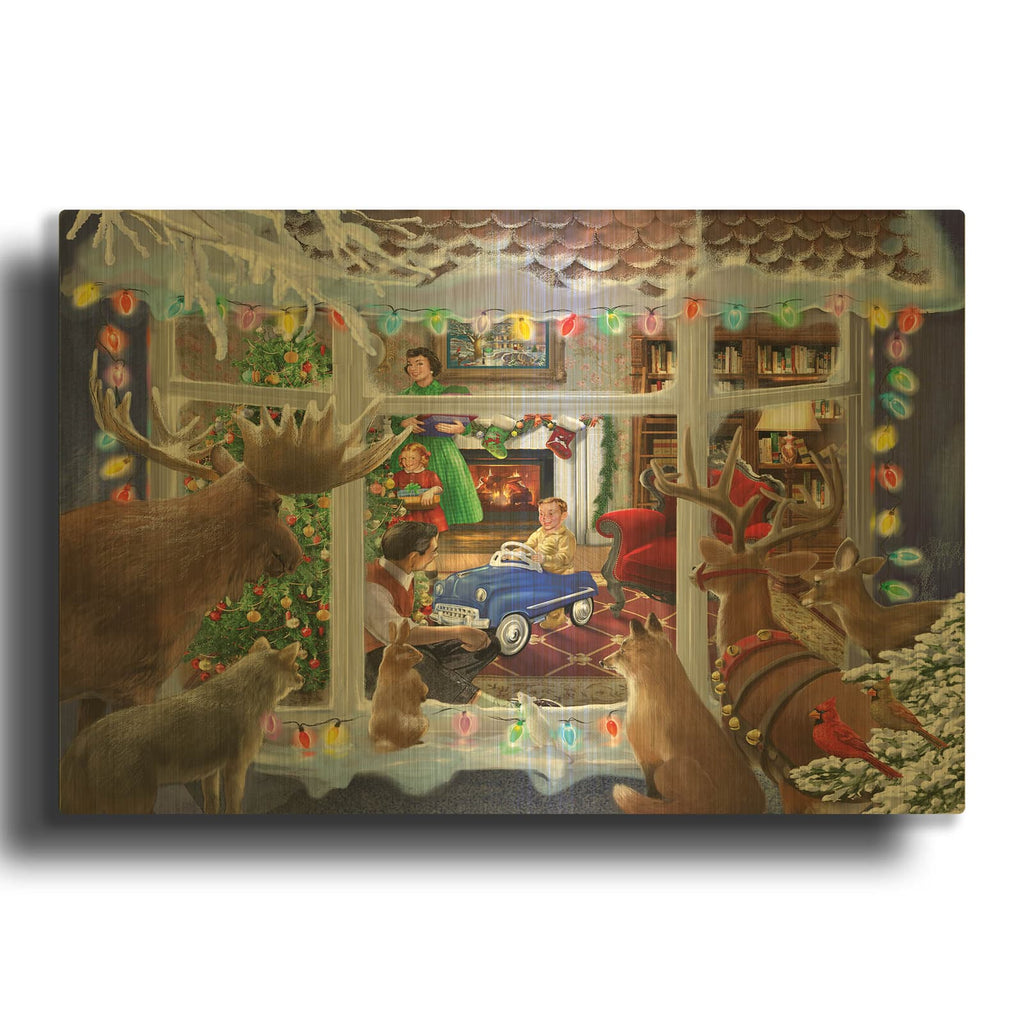 'Christmas Creatures' By Bigelow Illustrations Gold Metal Wall Art