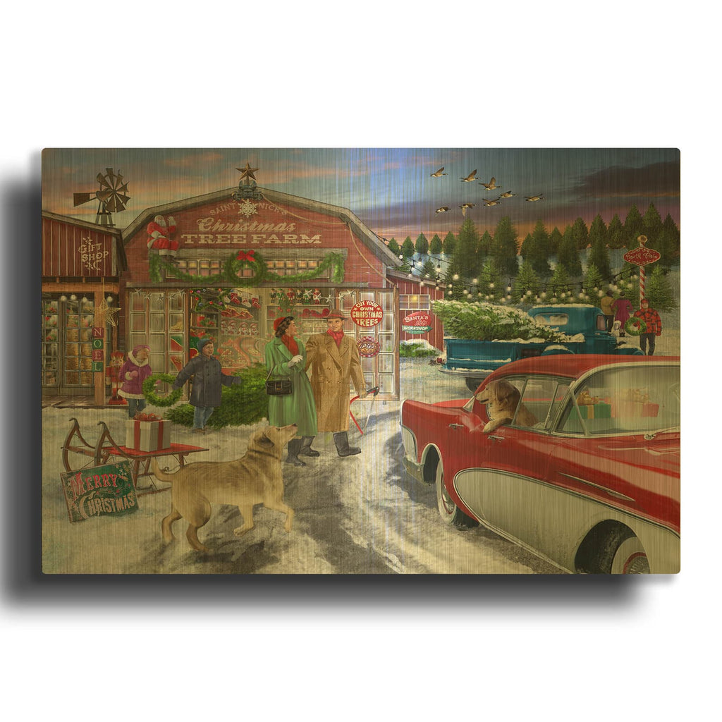'Tree Farm' By Bigelow Illustrations Gold Metal Wall Art
