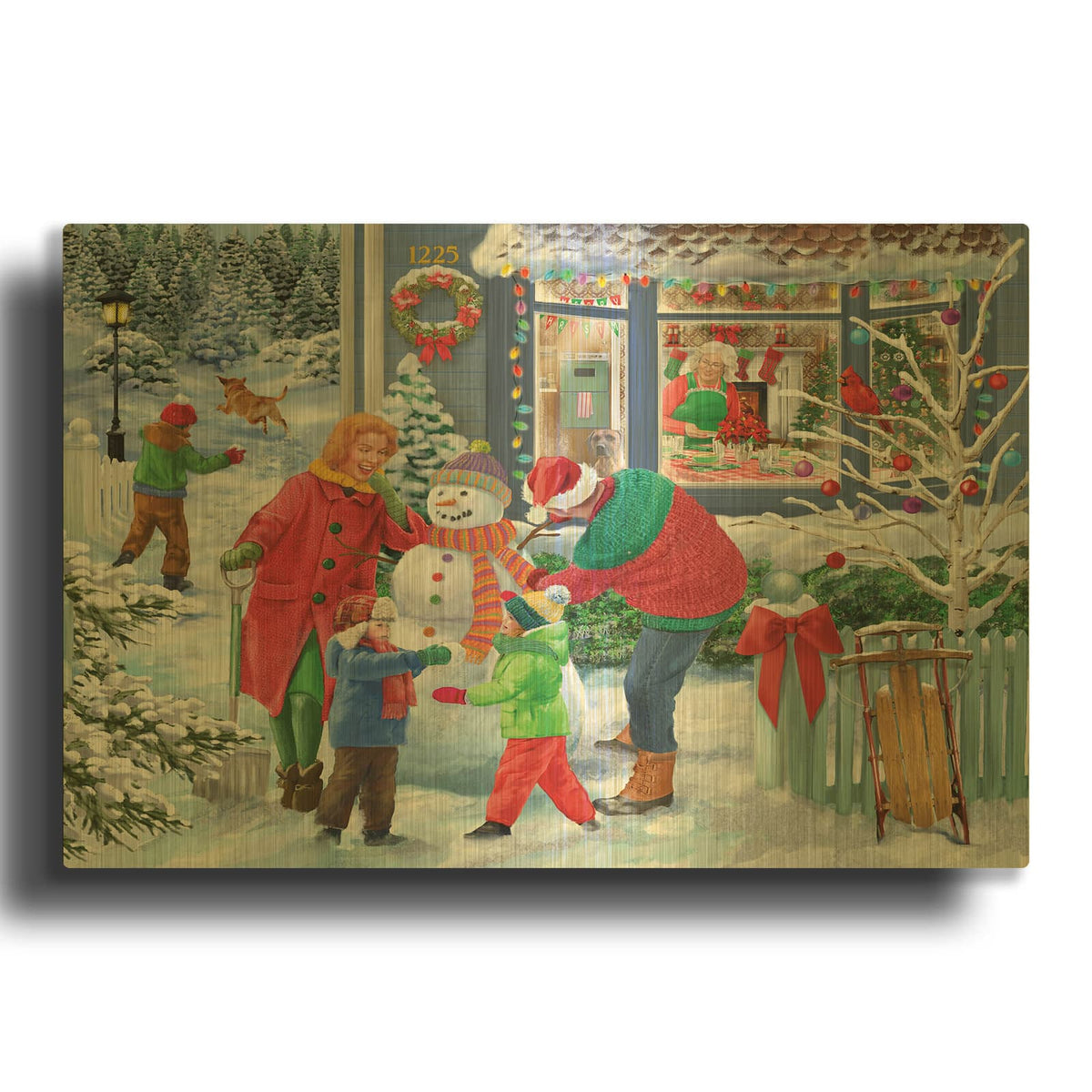 'Before Christmas Dinner' By Bigelow Illustrations Gold Metal Wall Art