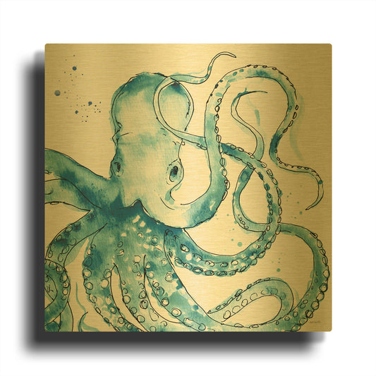 'Deep Sea VIII' By Anne Tavoletti Gold Metal Wall Art
