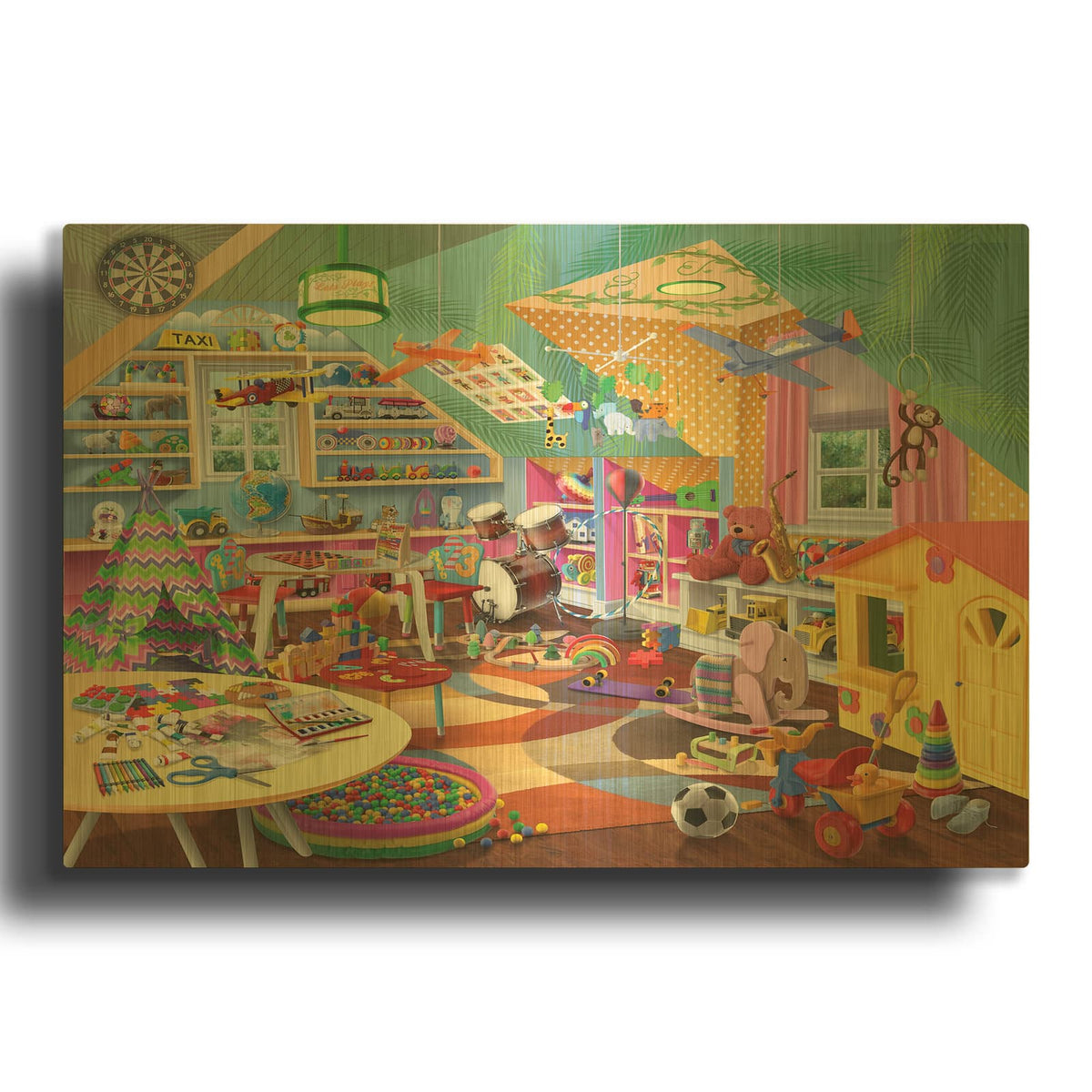 'Lets Play' By Bigelow Illustrations Gold Metal Wall Art
