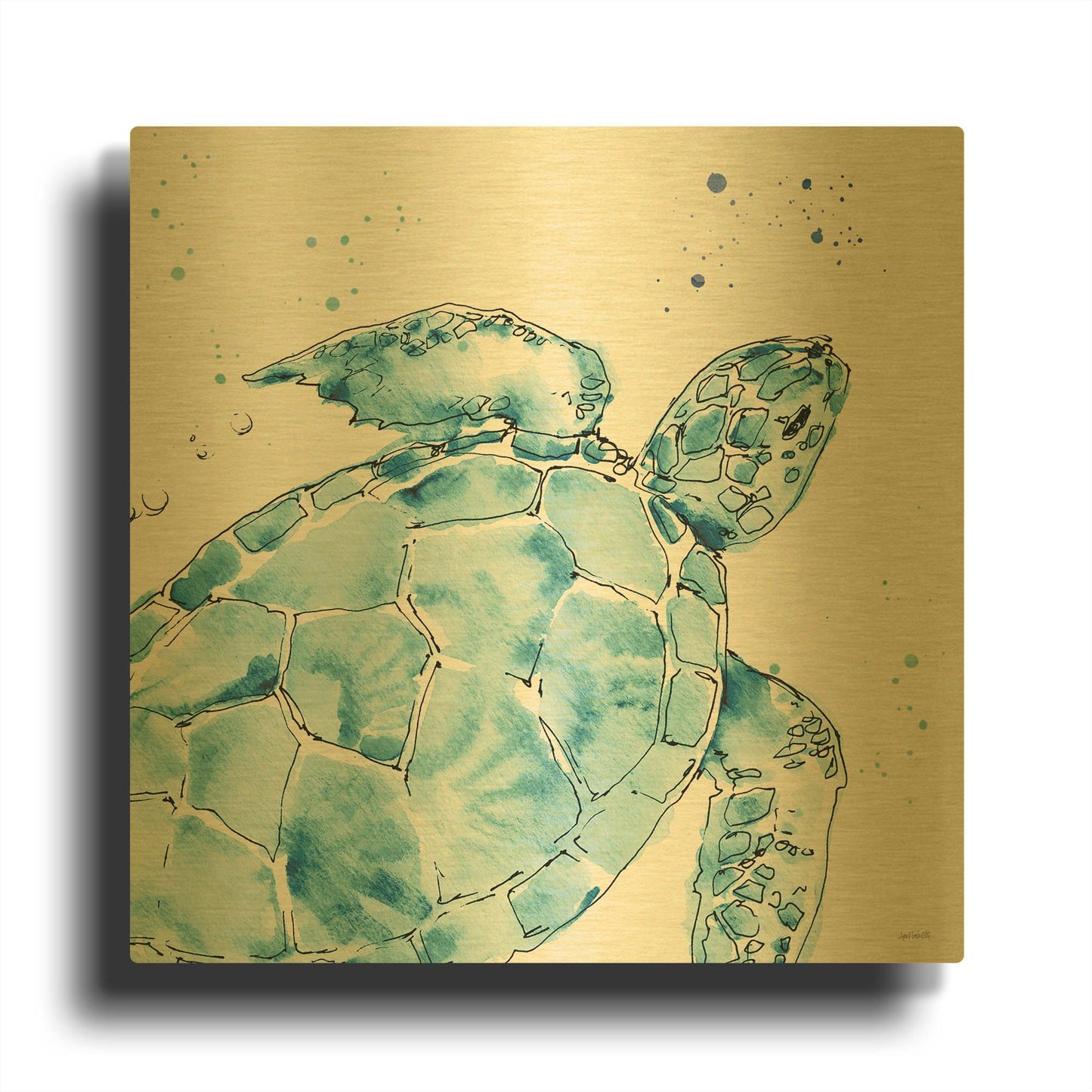 'Deep Sea IX' By Anne Tavoletti Gold Metal Wall Art