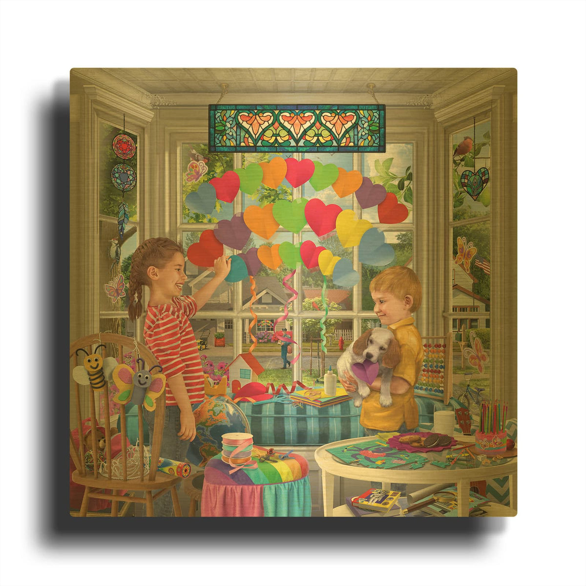 'Love Rainbow' By Bigelow Illustrations Gold Metal Wall Art