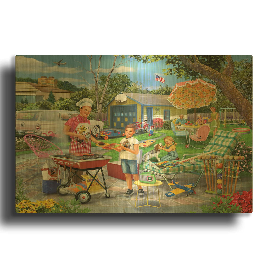 'Cookout' By Bigelow Illustrations Gold Metal Wall Art