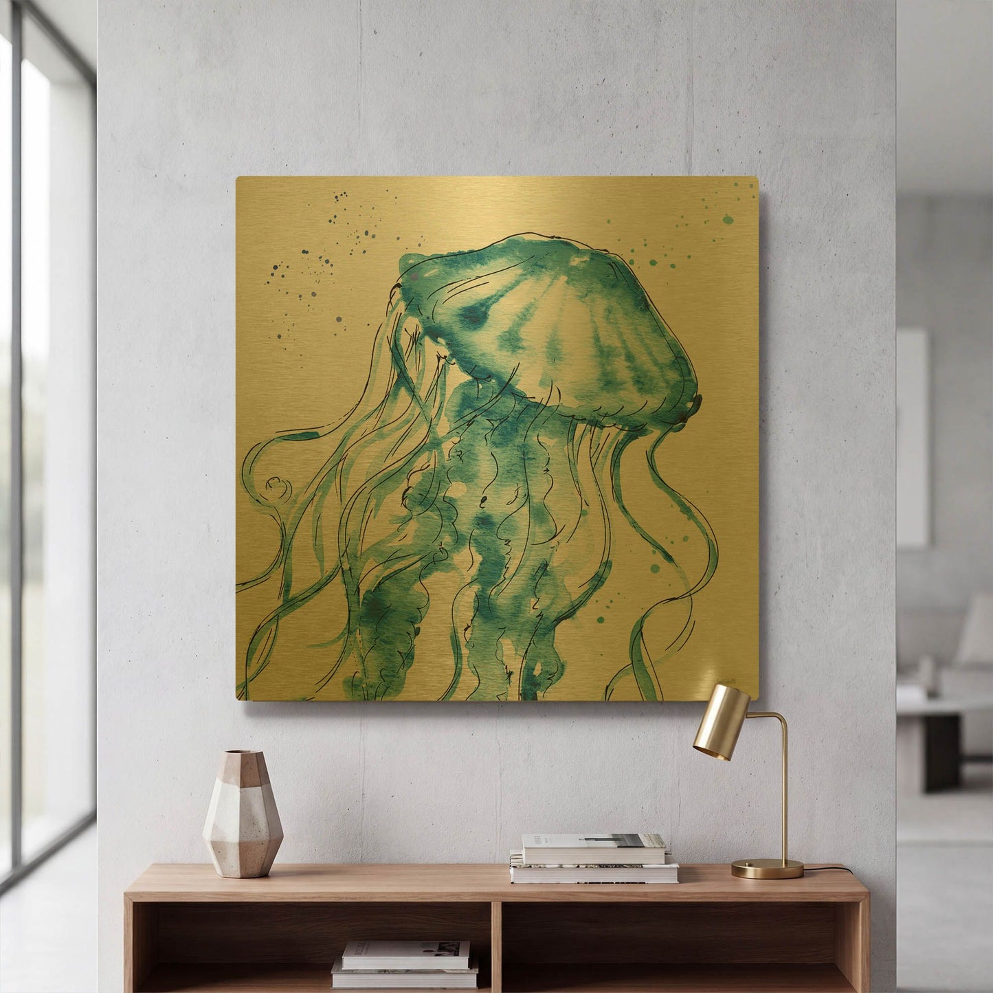 'Deep Sea X' By Anne Tavoletti Gold Metal Wall Art