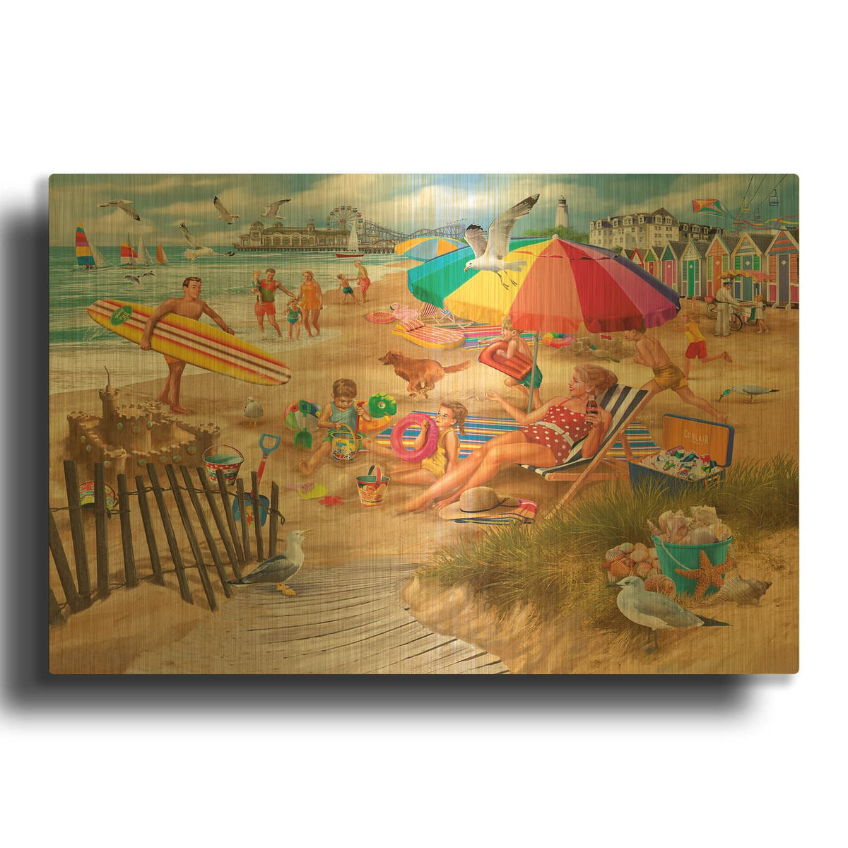 'Seaside Summer Fun' By Bigelow Illustrations Gold Metal Wall Art