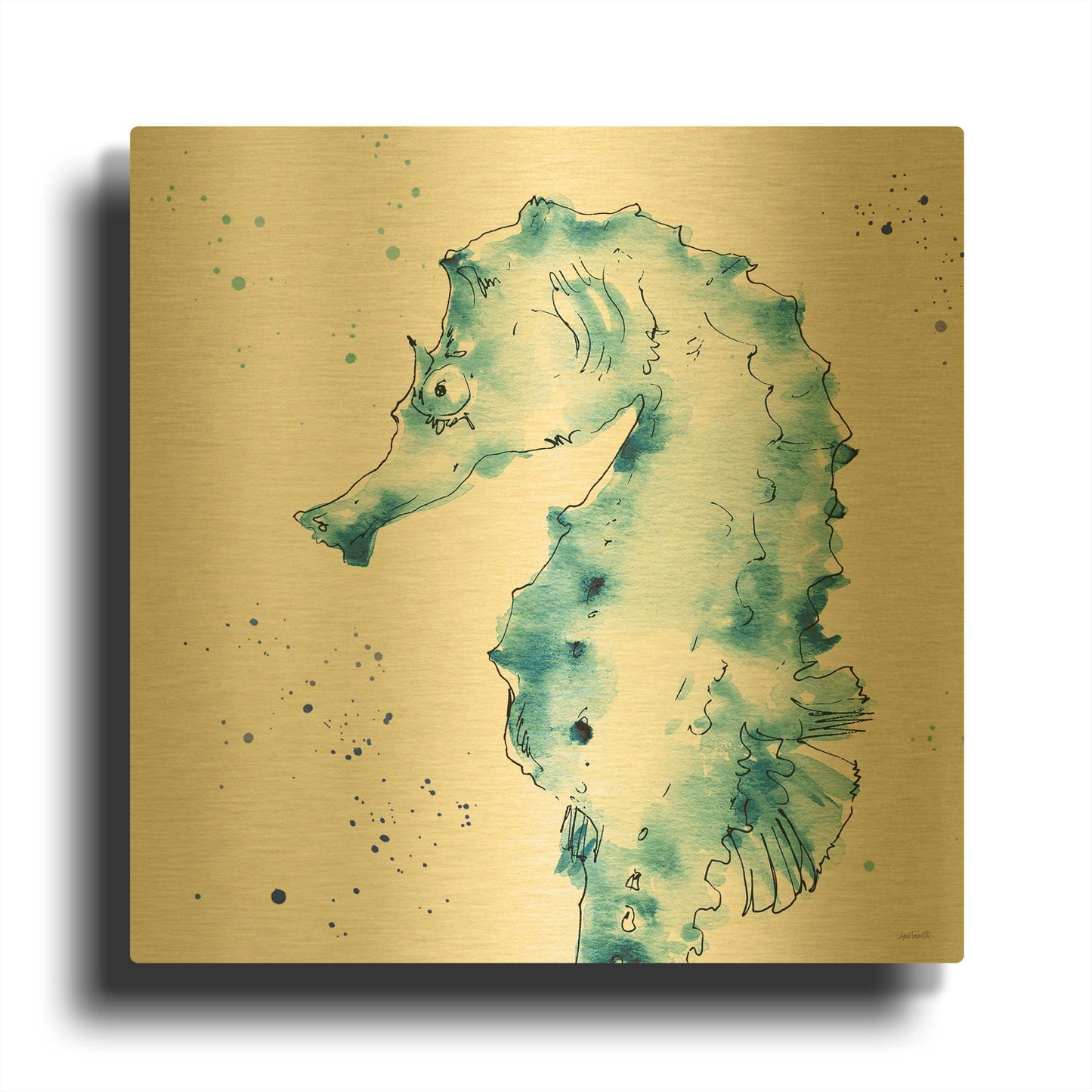 'Deep Sea XI' By Anne Tavoletti Gold Metal Wall Art