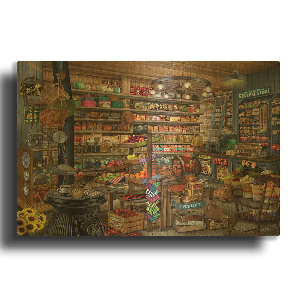 'Mom N Pops' By Bigelow Illustrations Gold Metal Wall Art