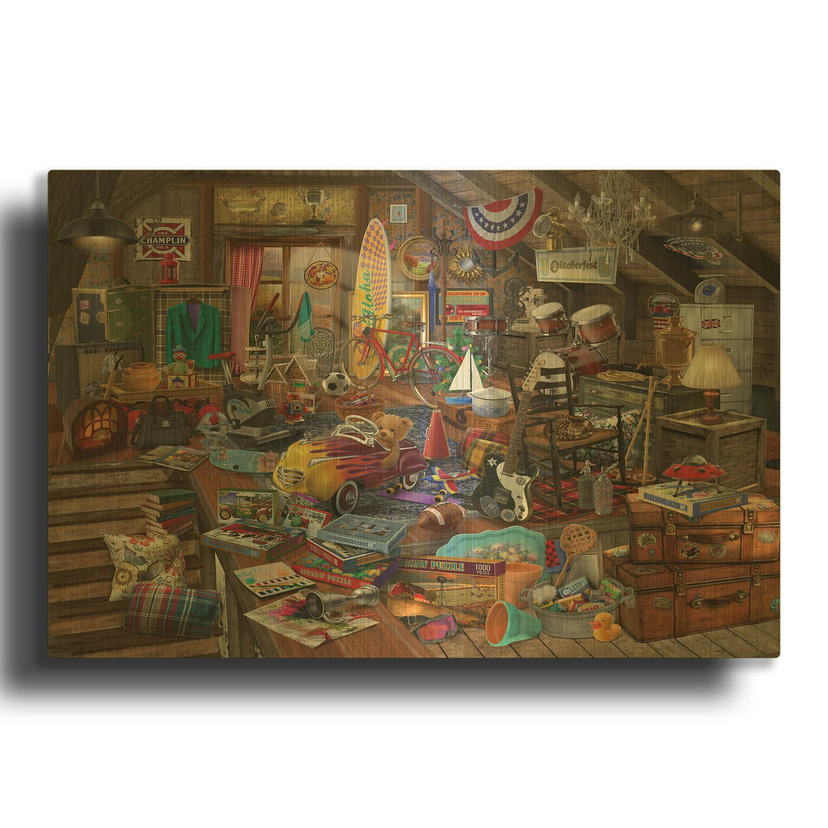 'Stowed Away' By Bigelow Illustrations Gold Metal Wall Art
