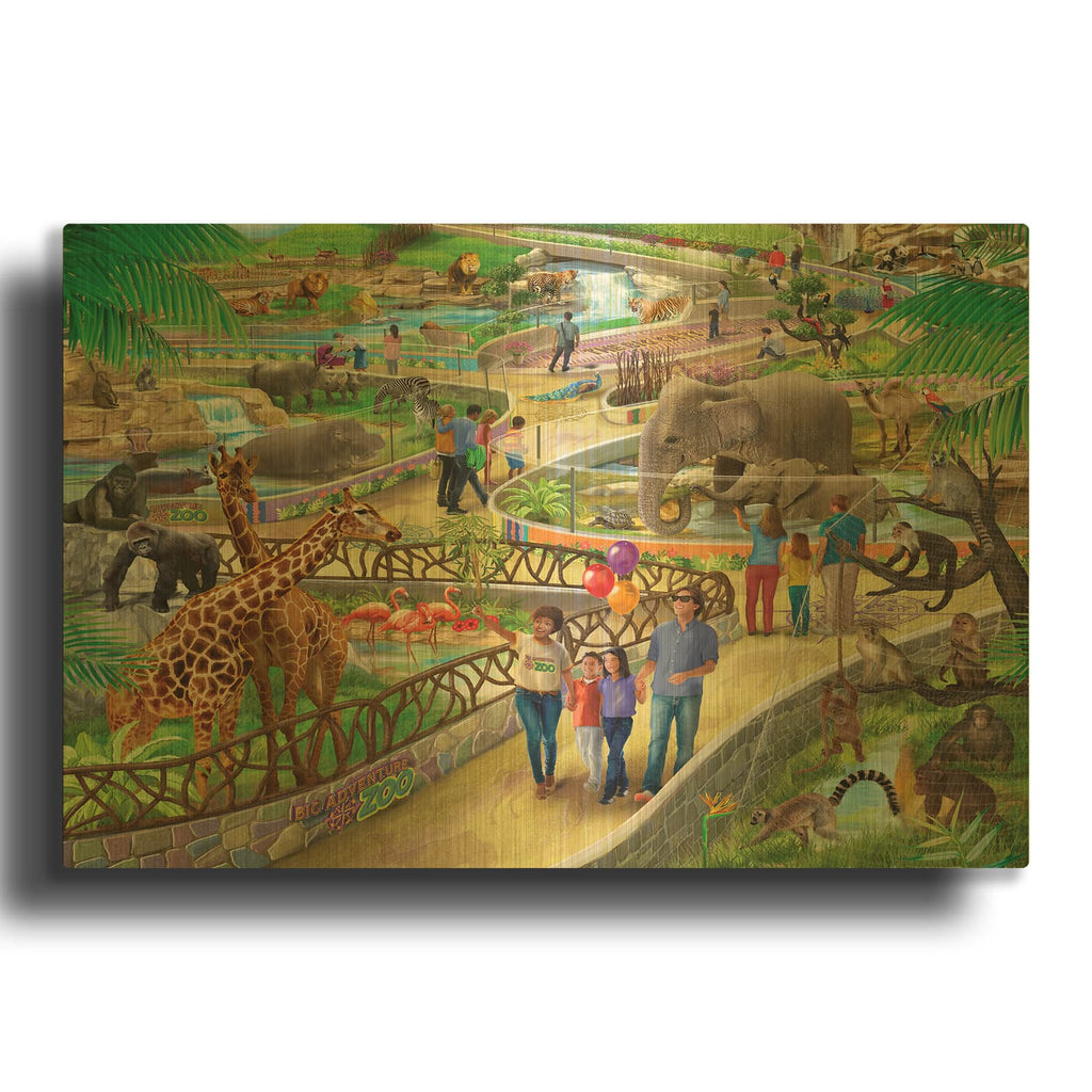 'Big Adventure Zoo' By Bigelow Illustrations Gold Metal Wall Art