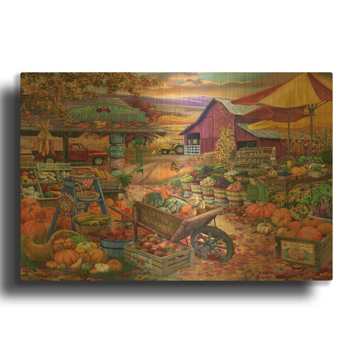 'Harvest Market' By Bigelow Illustrations Gold Metal Wall Art