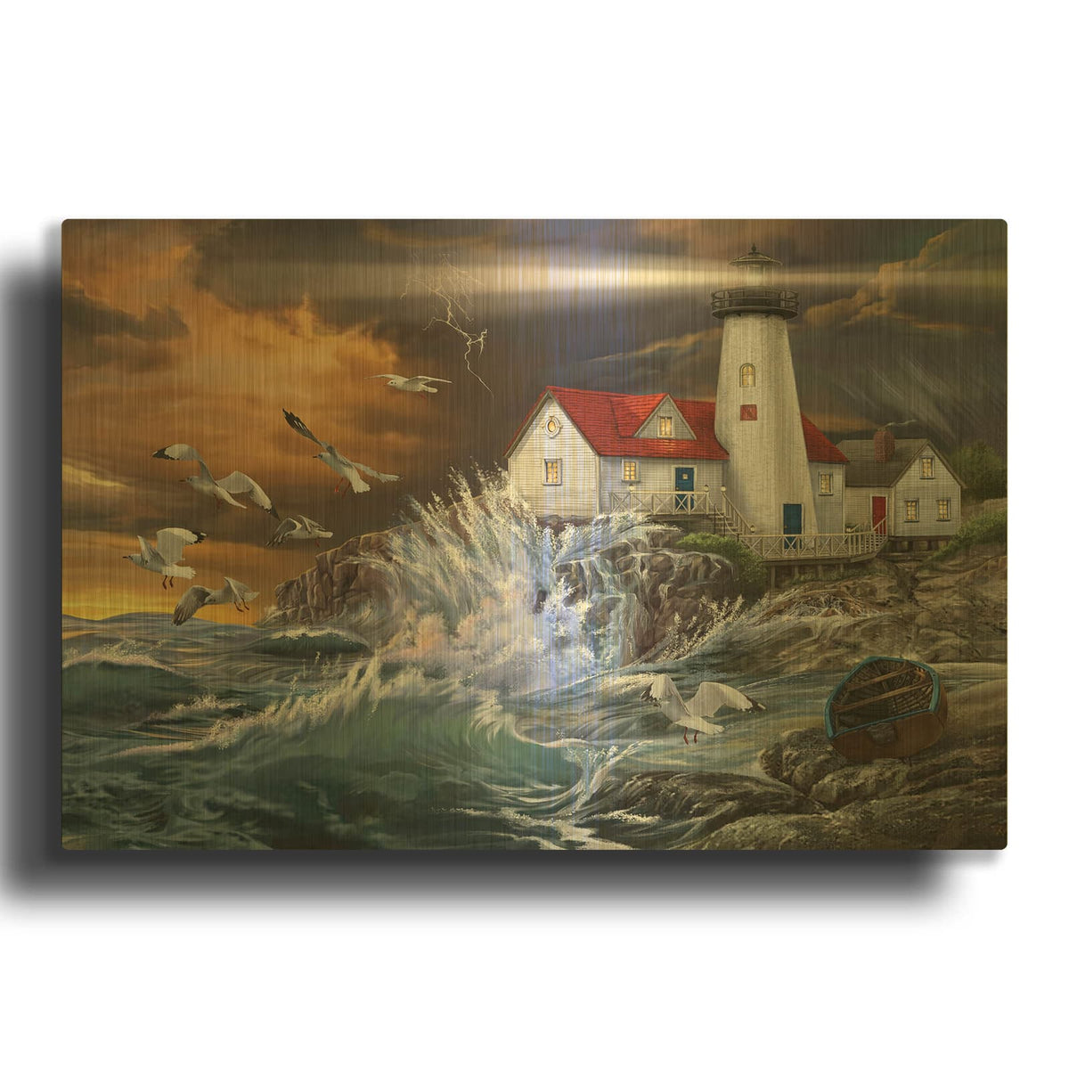 'Stormy Coast' By Bigelow Illustrations Gold Metal Wall Art
