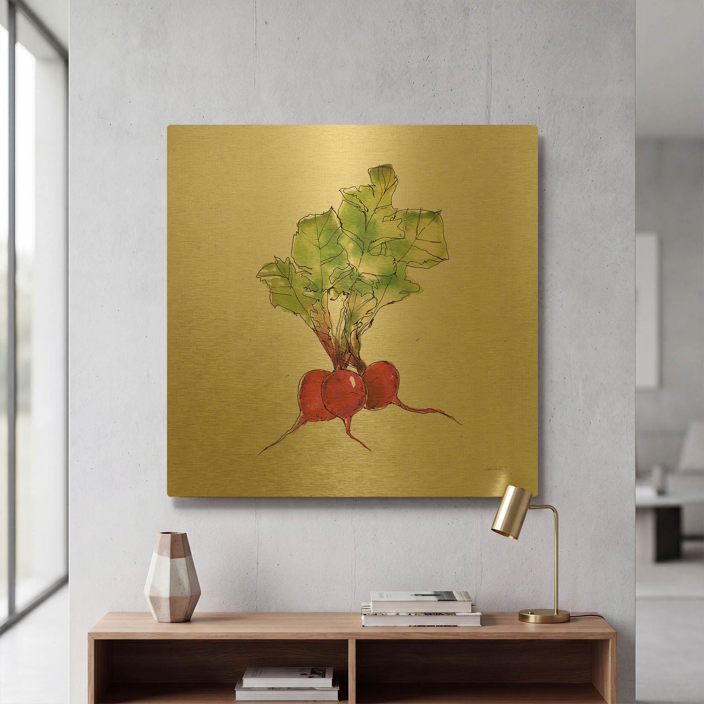 'Veggie Market II Radish' By Anne Tavoletti Gold Metal Wall Art