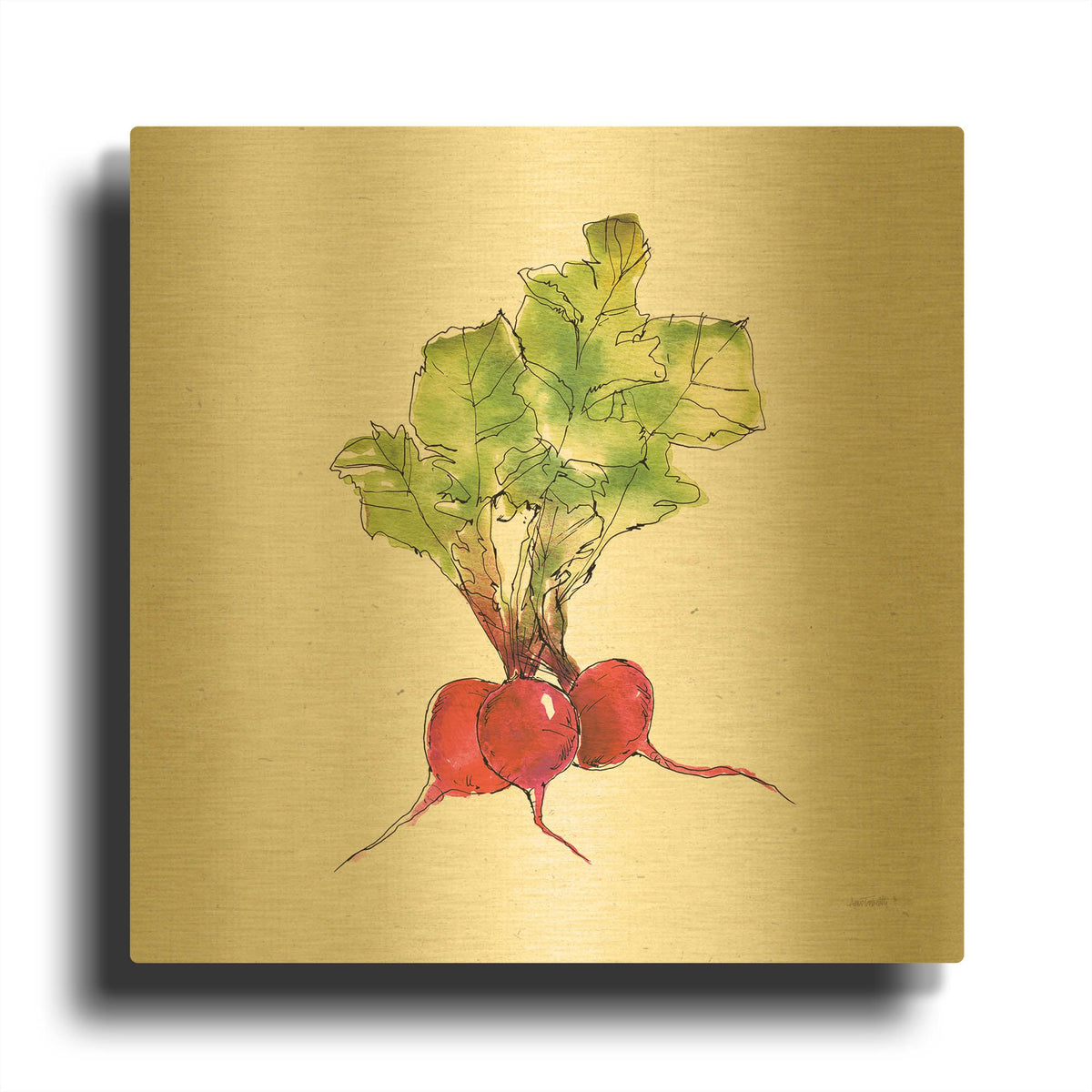 'Veggie Market II Radish' By Anne Tavoletti Gold Metal Wall Art