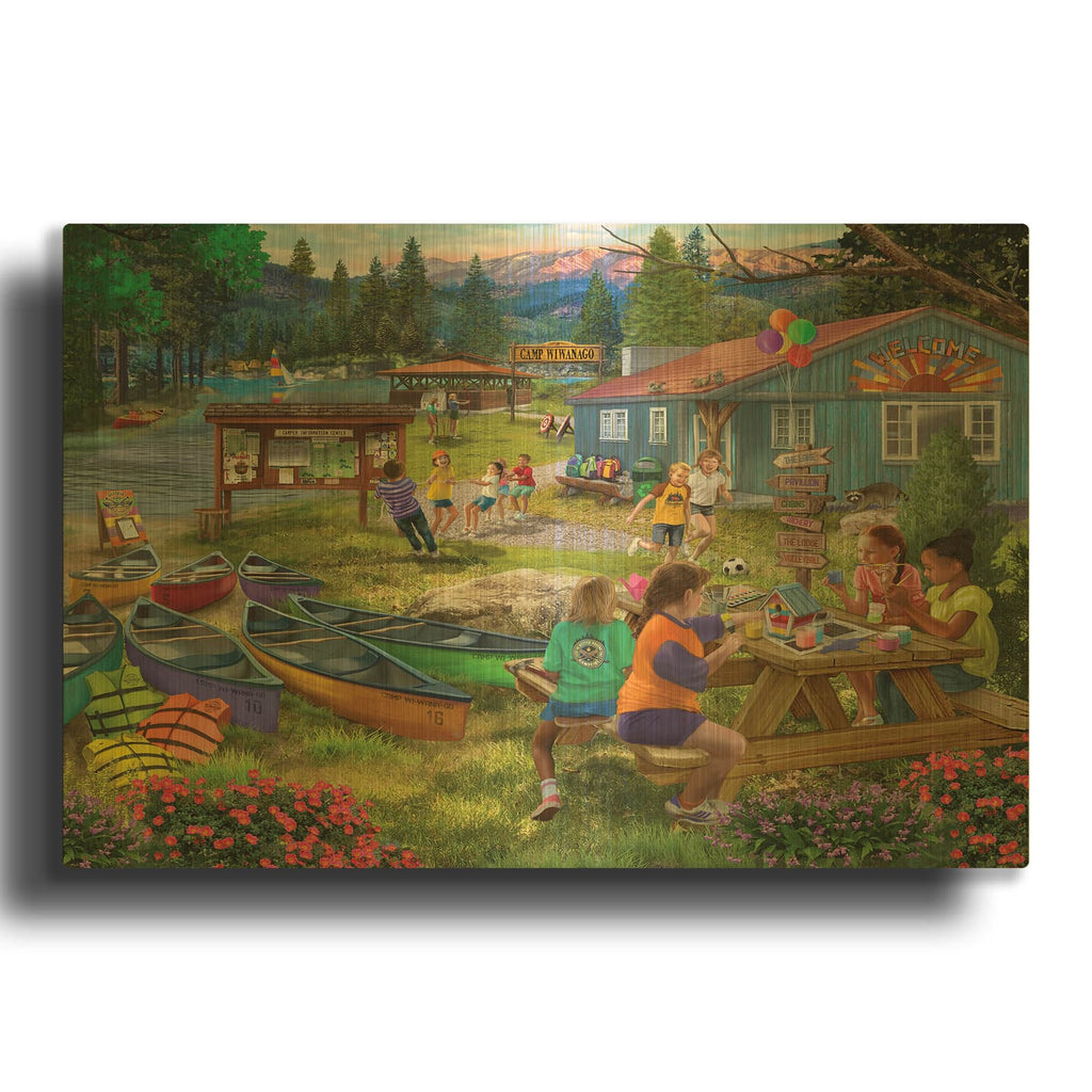 'Camp Wiwanago' By Bigelow Illustrations Gold Metal Wall Art