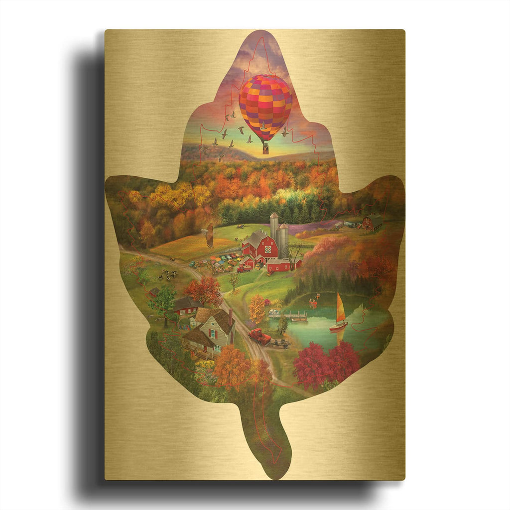 'Fall Valley' By Bigelow Illustrations Gold Metal Wall Art