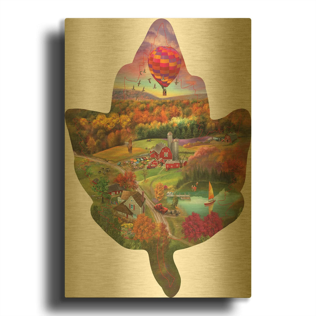 'Fall Valley' By Bigelow Illustrations Gold Metal Wall Art