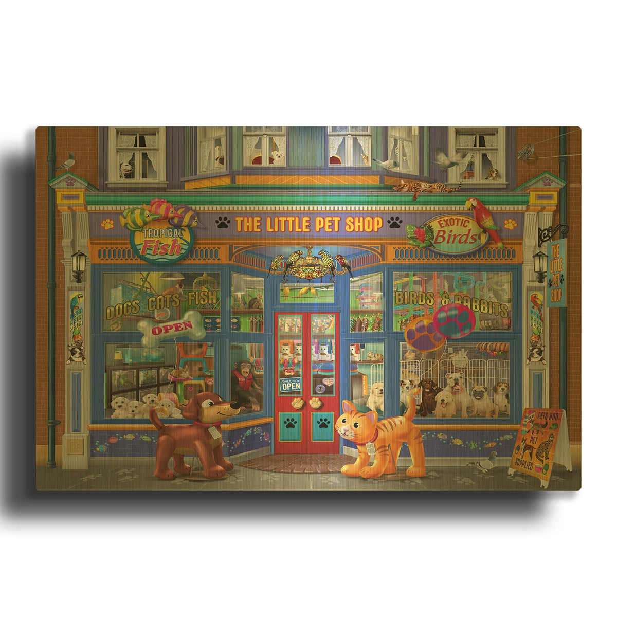 'The Little Pet Shop' By Bigelow Illustrations Gold Metal Wall Art