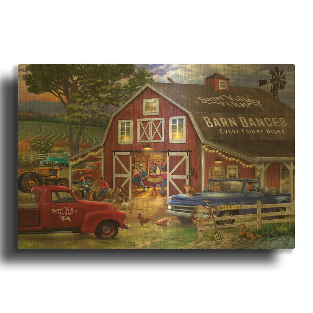 'The Barn Dance' By Bigelow Illustrations Gold Metal Wall Art