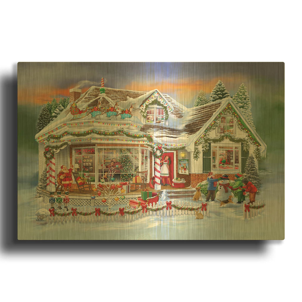 'Christmas Call To Dinner' By Bigelow Illustrations Gold Metal Wall Art