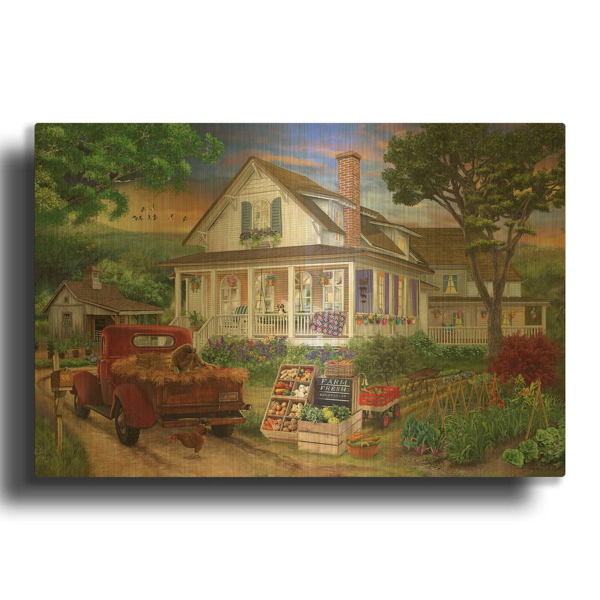 'Our Country Home' By Bigelow Illustrations Gold Metal Wall Art