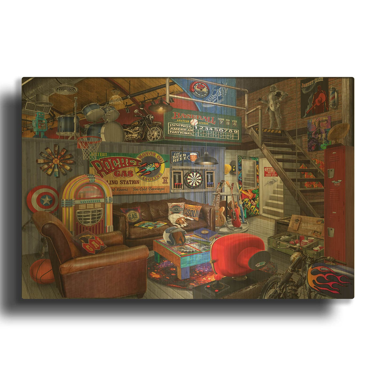 'The Hangout' By Bigelow Illustrations Gold Metal Wall Art