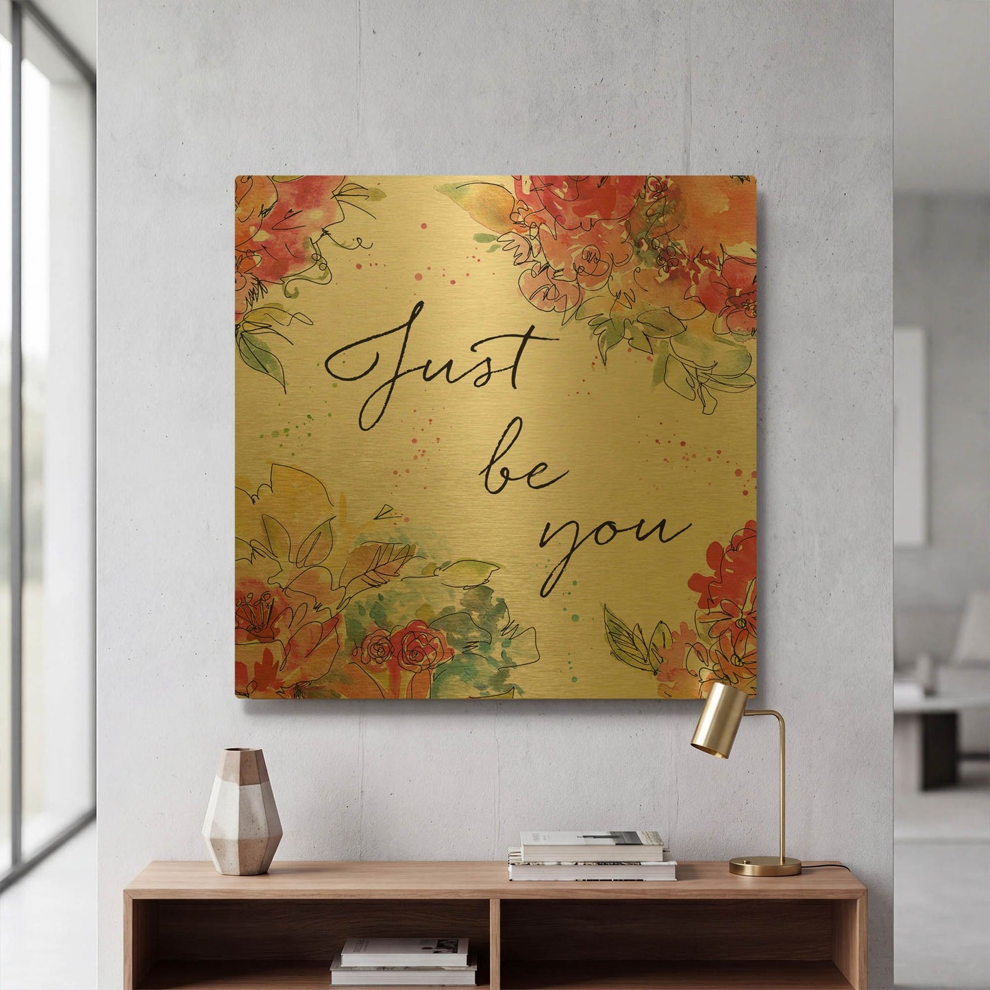 'Floral Figures IX' By Anne Tavoletti Gold Metal Wall Art