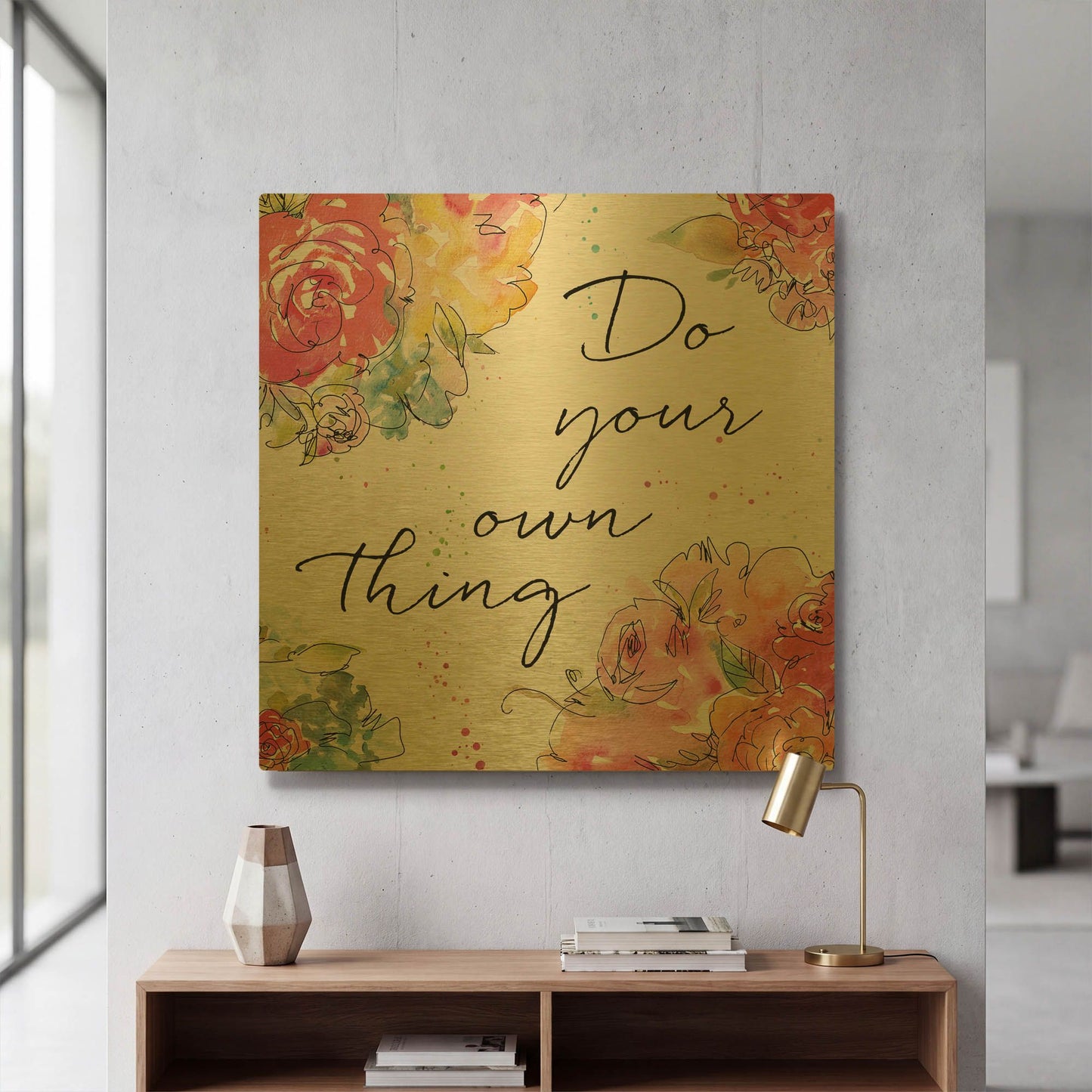 'Floral Figures X' By Anne Tavoletti Gold Metal Wall Art