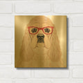 'American Cocker Spaniel Wearing Hipster Glasses' By Furbaby Affiliates Gold Metal Wall Art