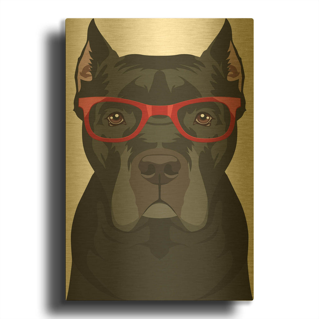 'Cane Corso Wearing Hipster Glasses' By Furbaby Affiliates Gold Metal Wall Art