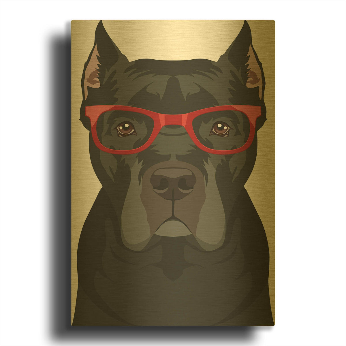 'Cane Corso Wearing Hipster Glasses' By Furbaby Affiliates Gold Metal Wall Art