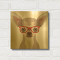 'Chihuahua Wearing Hipster Glasses 2' By Furbaby Affiliates Gold Metal Wall Art