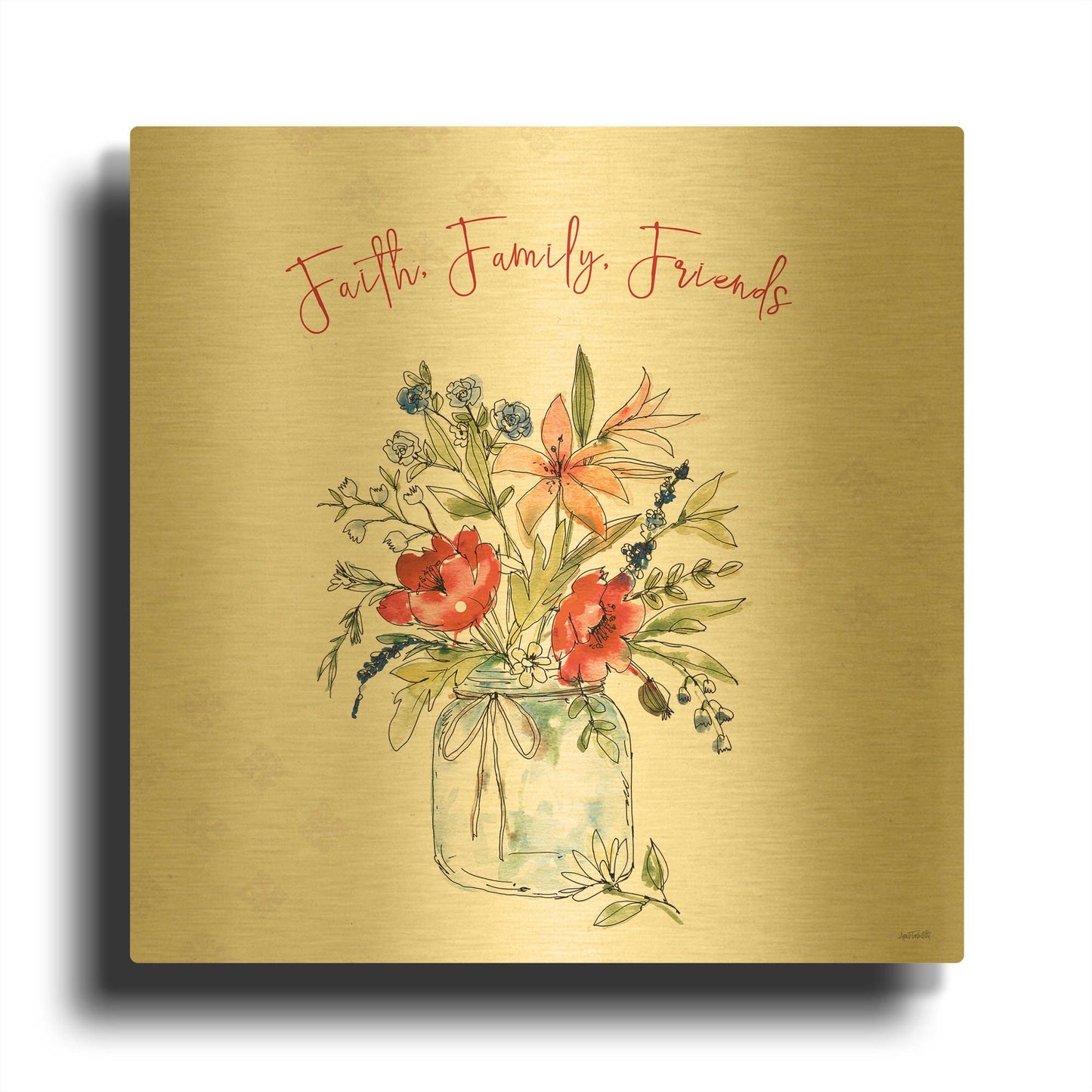 'Americana Mood III' By Anne Tavoletti Gold Metal Wall Art