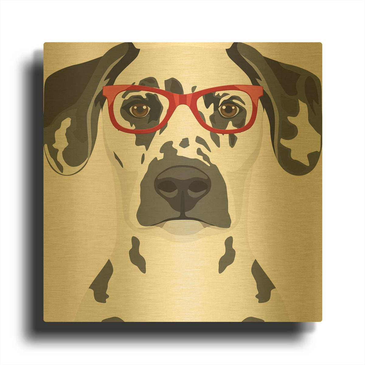 'Dalmatian Wearing Hipster Glasses' By Furbaby Affiliates Gold Metal Wall Art