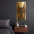 'Doberman Wearing Hipster Glasses' By Furbaby Affiliates Gold Metal Wall Art