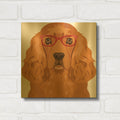 'English Cocker Spaniel Wearing Hipster Glasses' By Furbaby Affiliates Gold Metal Wall Art