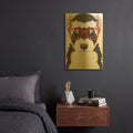 'Ferret Wearing Hipster Glasses 3' By Furbaby Affiliates Gold Metal Wall Art