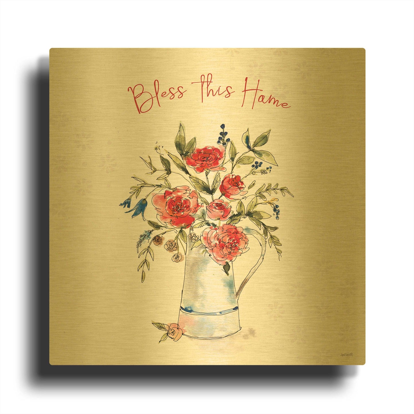 'Americana Mood IV' By Anne Tavoletti Gold Metal Wall Art