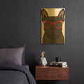 'French Bulldog Wearing Hipster Glasses 2' By Furbaby Affiliates Gold Metal Wall Art