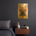'French Bulldog Wearing Hipster Glasses' By Furbaby Affiliates Gold Metal Wall Art