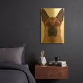 'German Shepherd Wearing Hipster Glasses' By Furbaby Affiliates Gold Metal Wall Art