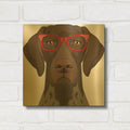 'German Shorthaired Pointer Wearing Hipster Glasses' By Furbaby Affiliates Gold Metal Wall Art