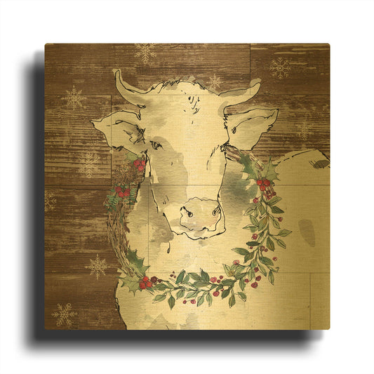 'Modern Farmhouse XII Walnut' By Anne Tavoletti Gold Metal Wall Art