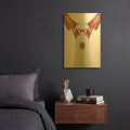 'Ibizan Hound Wearing Hipster Glasses' By Furbaby Affiliates Gold Metal Wall Art